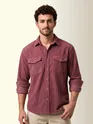 Mauve Dual Pocket Textured Corduroy Shirt